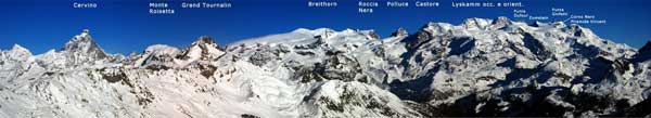 Dalla cima dello Zerbion verso il Monte Rosa